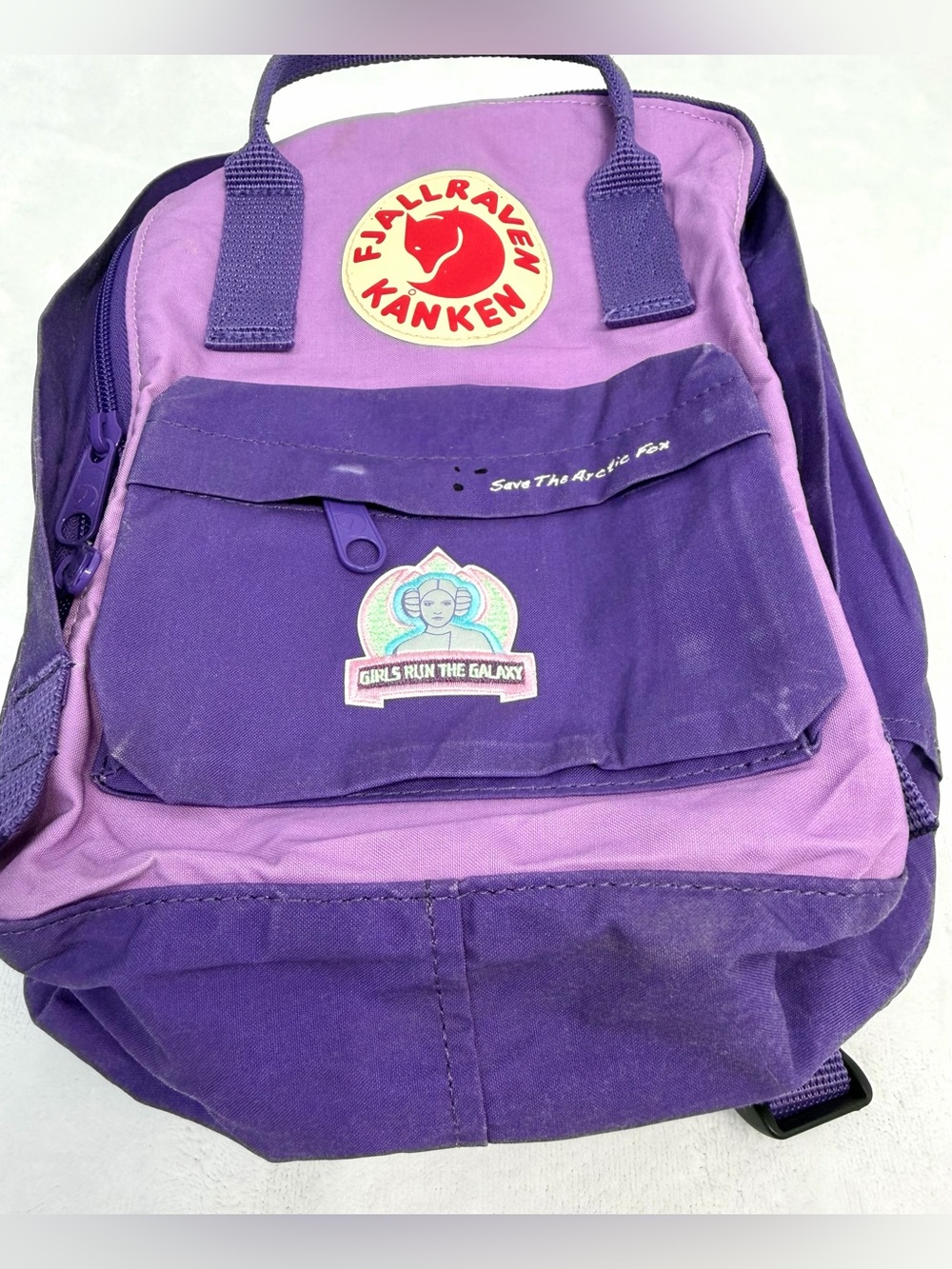SOLD Fjallraven Kanken Mini Save The Arctic Fox Purple Backpack Star Wars - Picture 2 of 7
